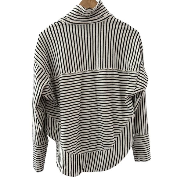 Anthropologie Pilcro Oversized Striped Lace-Up Splice Henley Top Neutral Size XS - Picture 7 of 9